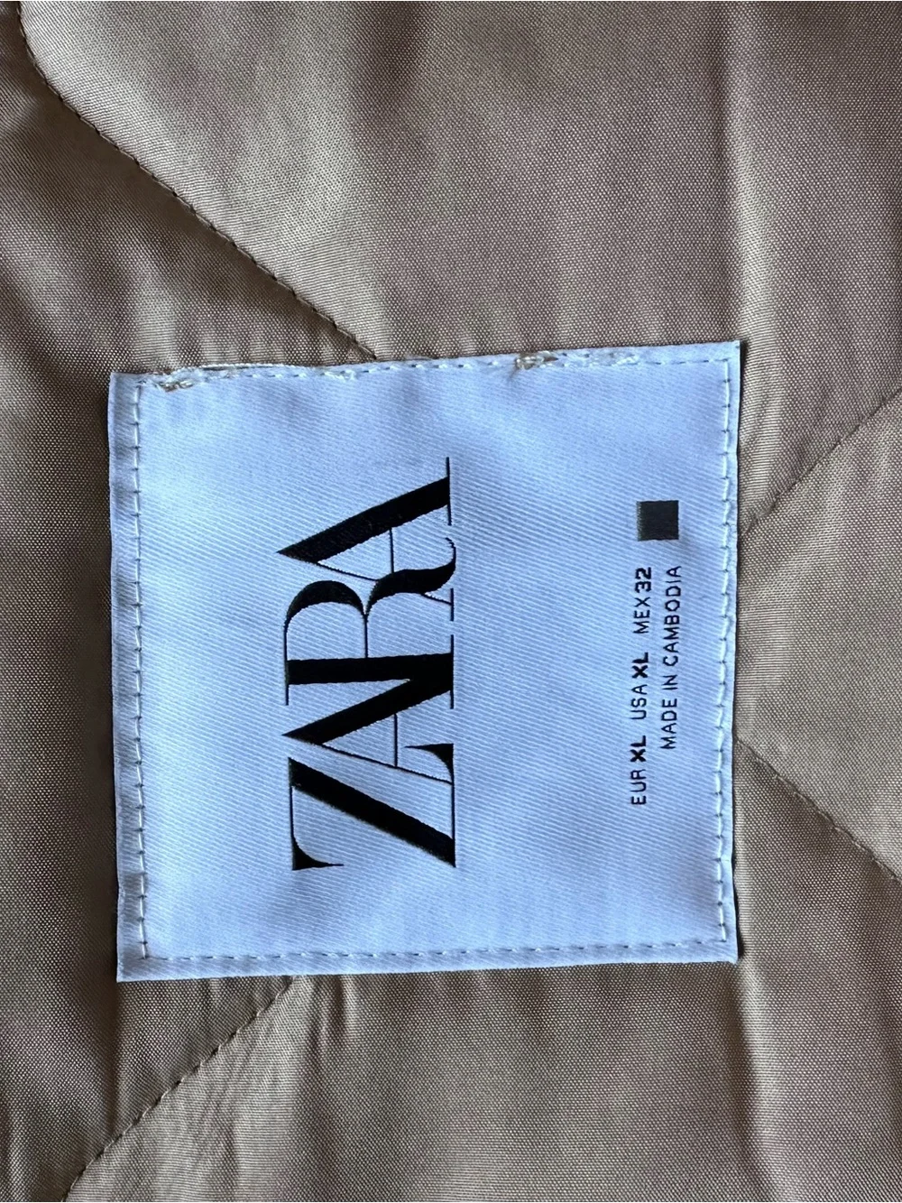 Zara Quilted Tan Button-Up Water Resistant Jacket - Picture 3 of 3
